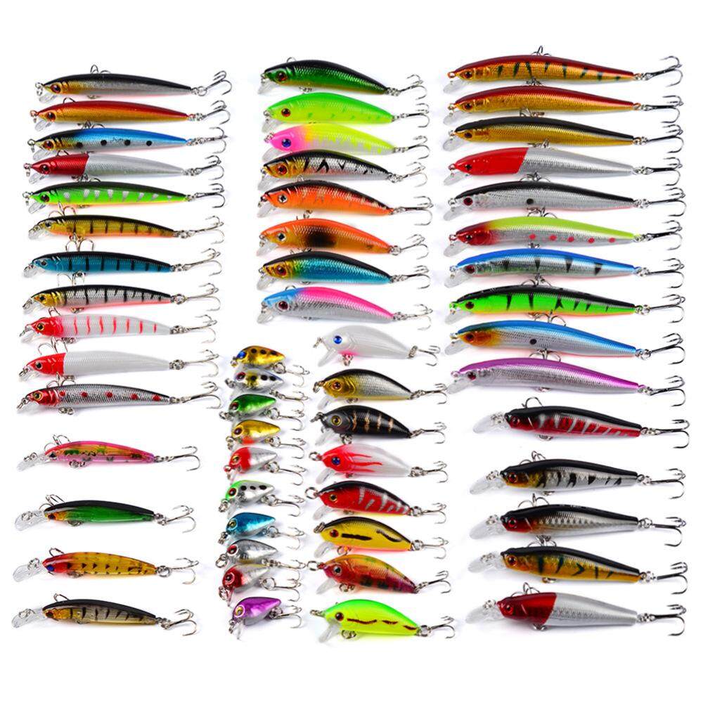 Dx 56 ชิ้น/เซ็ต Multicolor เหยื่อล่อปลาปลอมเหยี่อปลาสำหรับน้ำจืดน้ำเค็ม