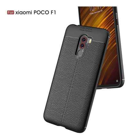 For Xiaomi Mi Pocophone F1 / Poco F1 / PocoF1 Case Luxury Soft Silicon Litchi Striae Leather Case Coque Shock Proof Back Cover