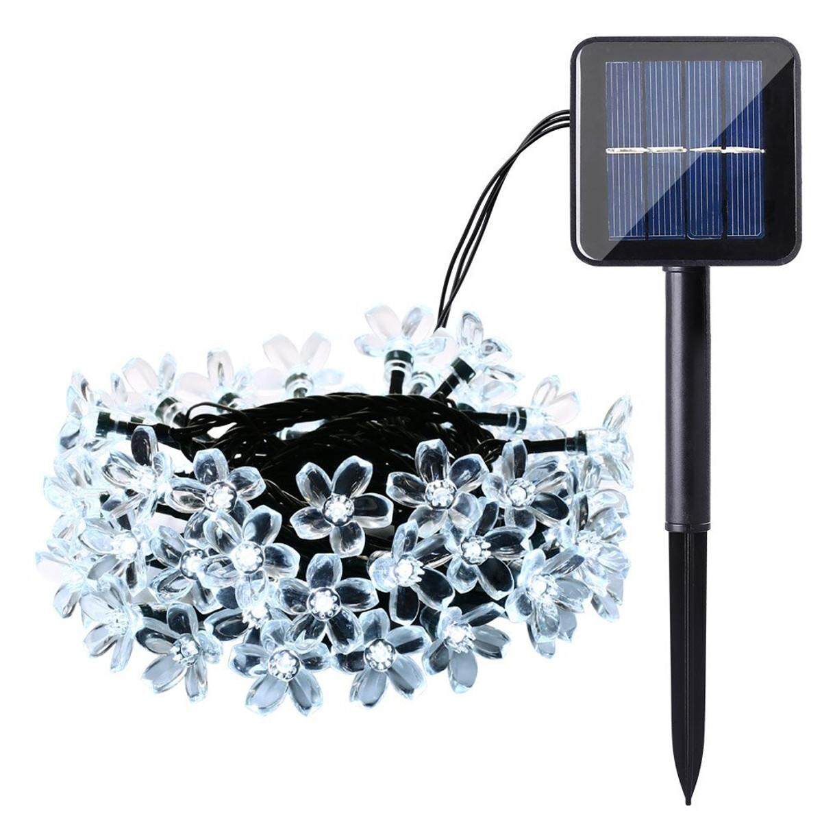 2PCS 30 LED Blossom Flower Solar Powered Garden Fairy String Lights Outdoor Lamp # Cold white