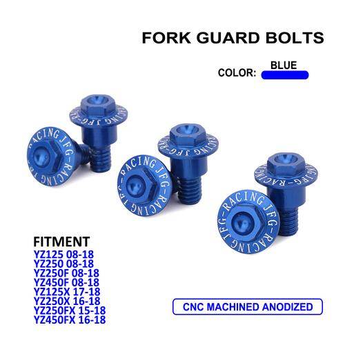 Jfg racing 6pcs set aluminum motorcycle motorbike fork guard bolts kit for yamaha yz125 yz250 yz250f yz450f 08-18 yz125x 17-18 yz250fx 15-18 yz250x yz450fx 16-18