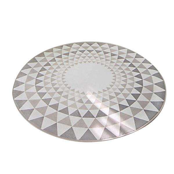 Nordic Round Floor Mats Nonslip Wearproof Fast Drying Ground Mats for Bathroom Livingroom (Light Grey Triangular Pattern Circle)