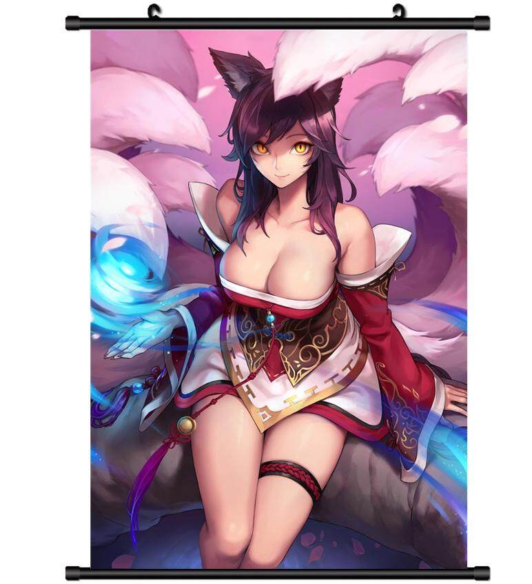 1Pcs 20x30cm Game League Of Legends Ahri Wall Scroll Poster Cosplay Poster Hanging Painting - intl