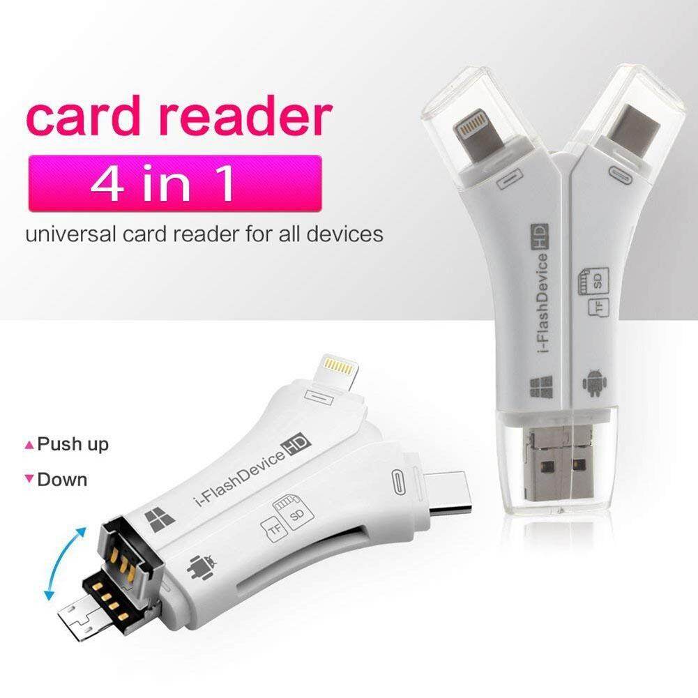 🐇【100%Authentic】🐇Đầu Đọc Thẻ SD iPhone/Micro Usb/USB Type-C/USB 4 Trong 1 Cho iPhone iPad Mac & Android, SD & Micro SD, PC