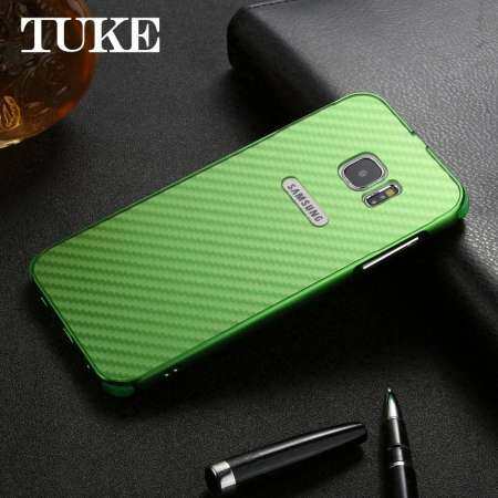 TUKE สำหรับ Samsung S7 EDGE Case โลหะอลูมิเนียมกรอบสำหรับซัมซุงกาแล็คซี่ S7 EDGE G935F SM-G935F คาร์บอนไฟเบอร์แข็งไฮบริดฝาครอบ ETUI - INTL