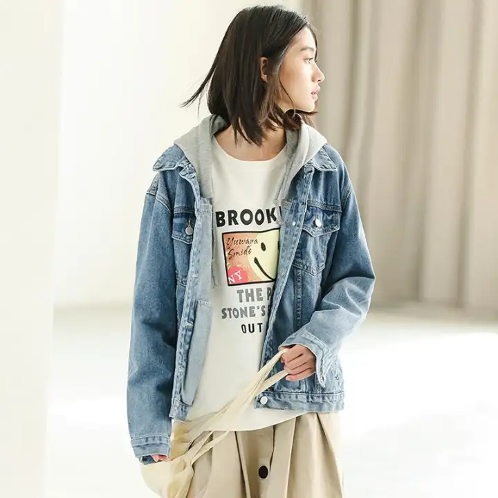 hooded denim jackets ladies