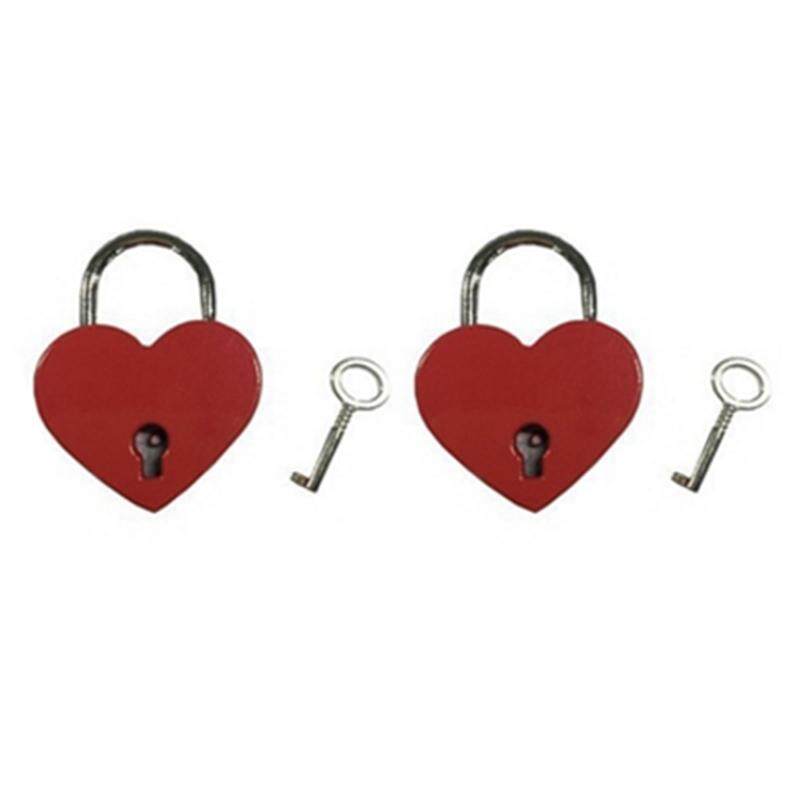 2Pack Heart Shaped Padlock with Key for Jewelry Box Storage Box Diary Book Gold