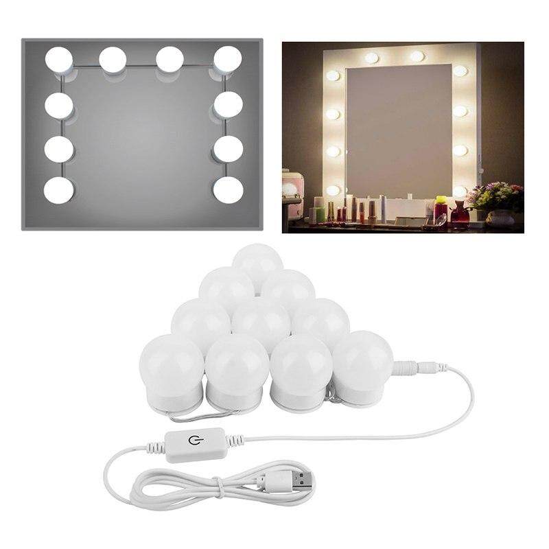 Oobest Hollywood Phong Cách 10 LED VANITY MIRROR Đèn Bộ với Mờ Bóng Đèn chiếu Sáng Dải cho Trang Điểm Vanity Bộ Bàn