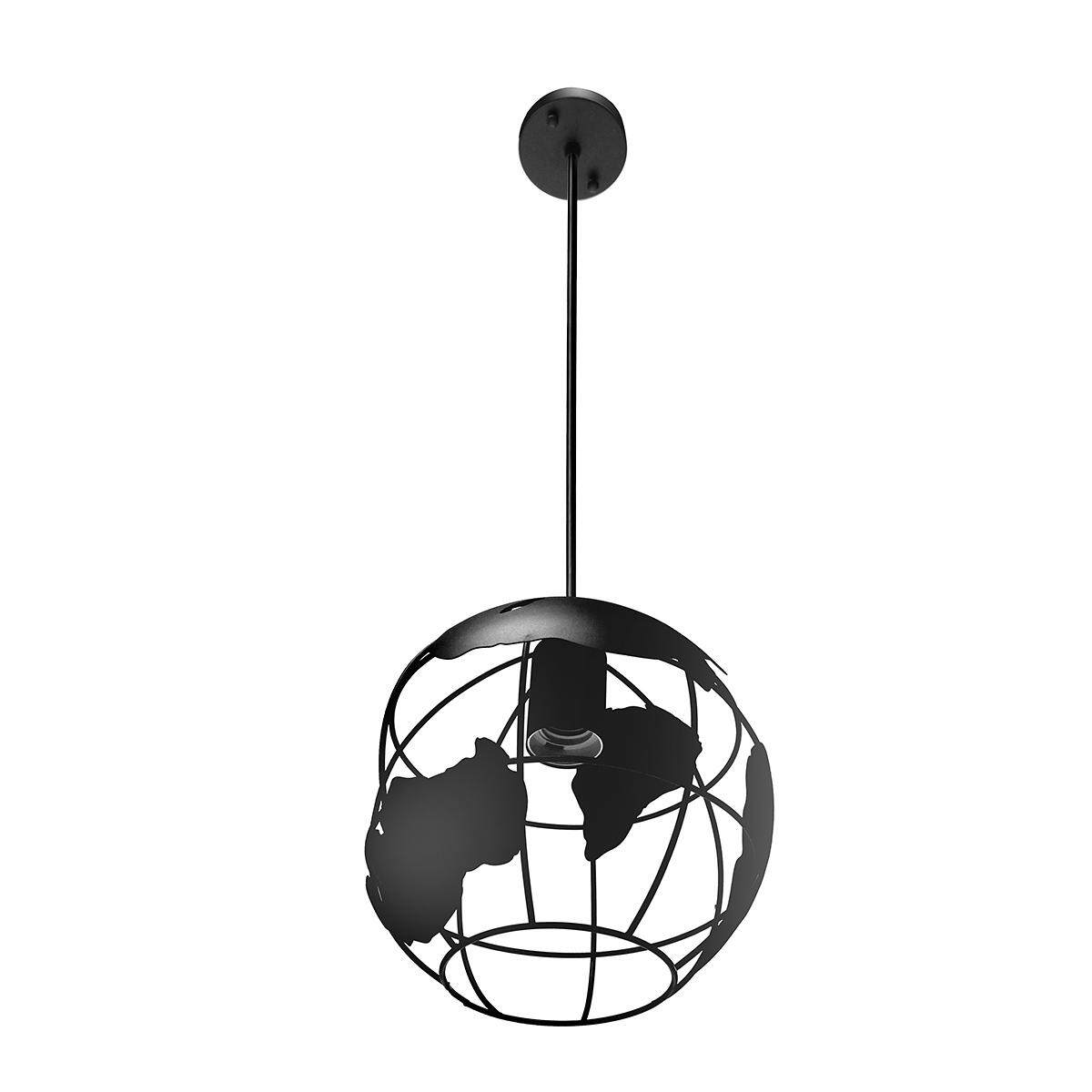 Retro Industrial Earth Map Chandelier Pendant Lamp Iron Wall Ceiling Light Decor