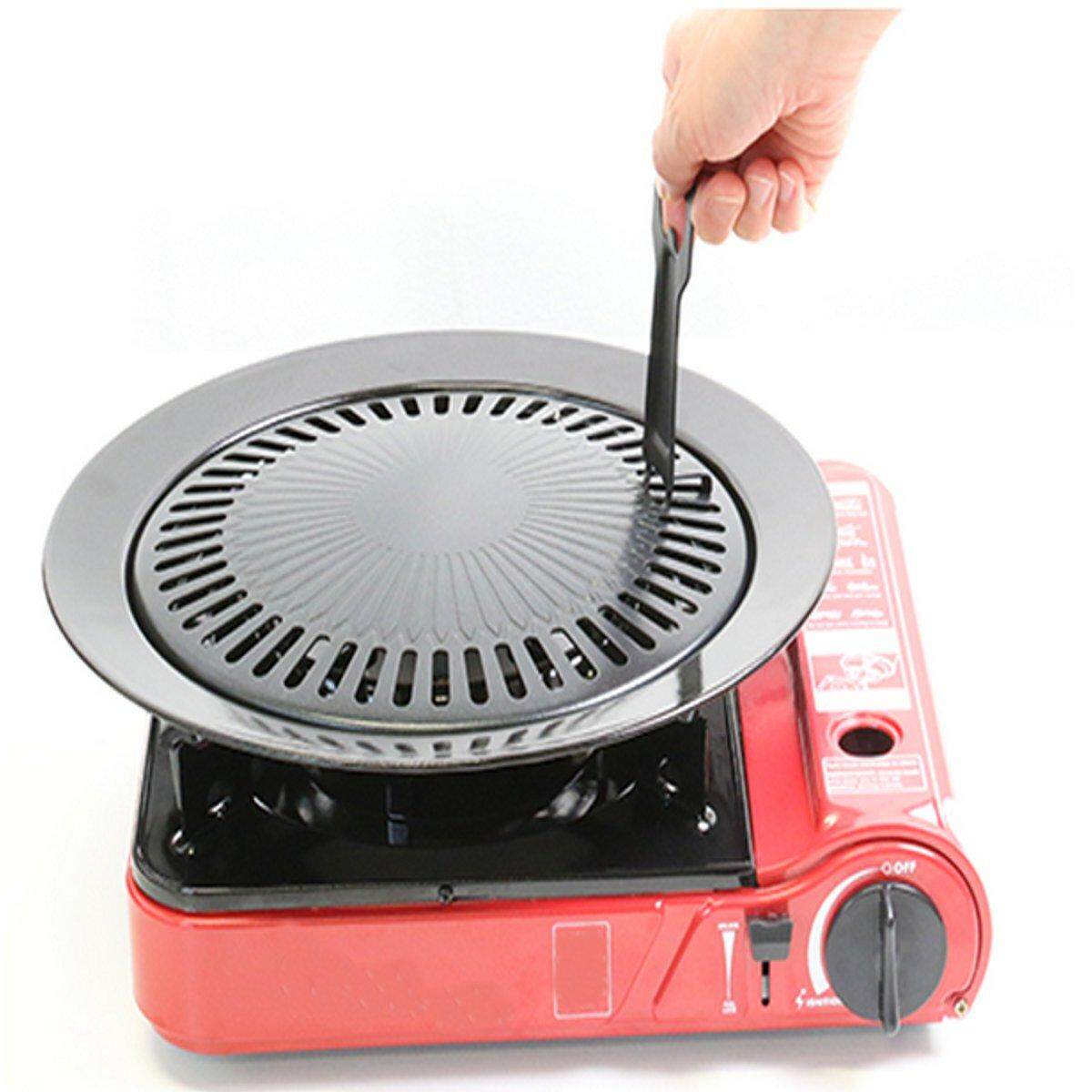【Free Shipping】Round Iron Korean BBQ Grill Plate Barbecue Nonstick Pan