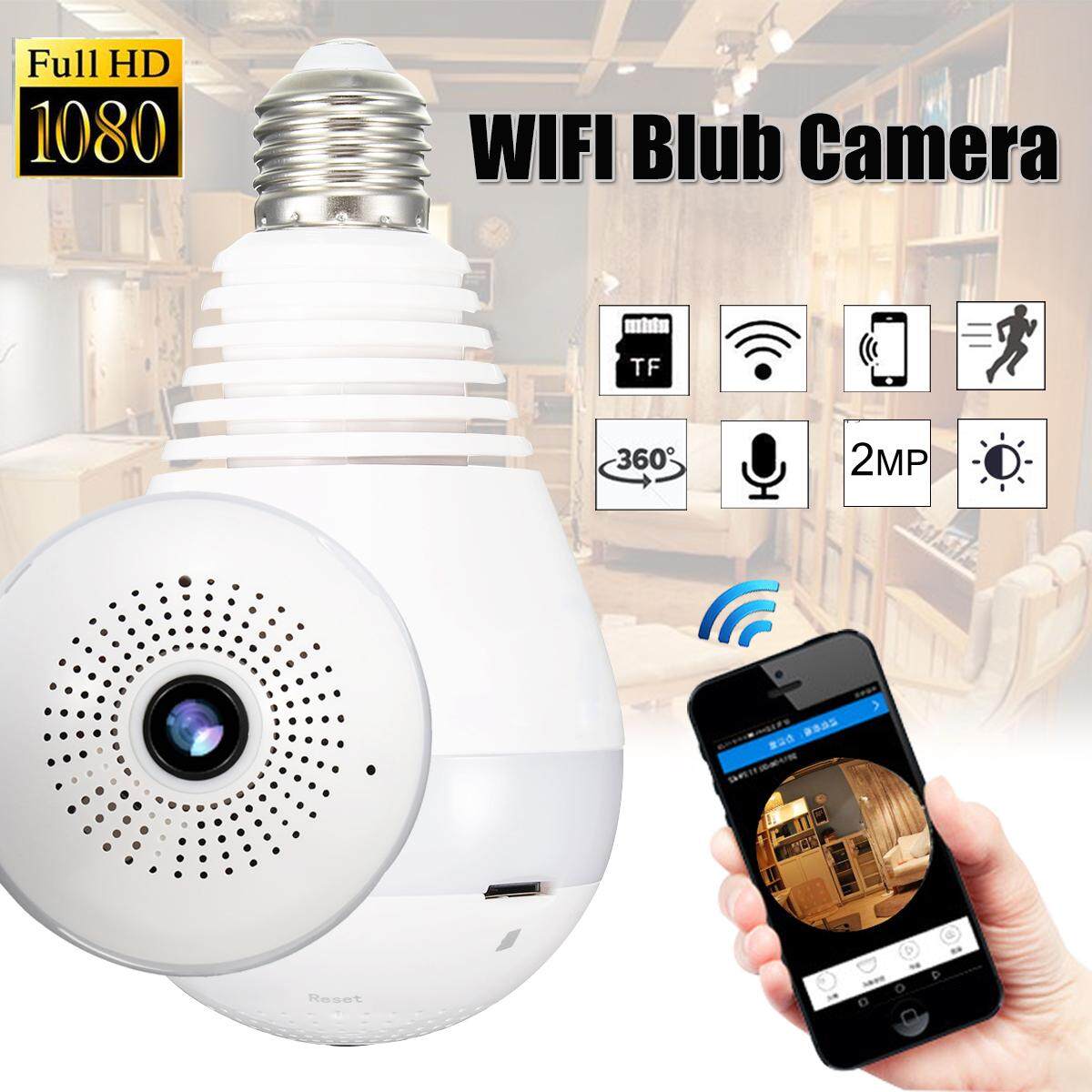 360° 1080P IR Panoramic Camera Adjustable Light Bulb Wifi FishEye CCTV Security