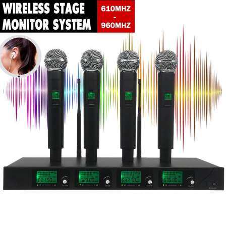 Professional 4 Channel ไมโครโฟนไร้สาย/ดิจิตอล 4 ไมค์ลอย - INTL