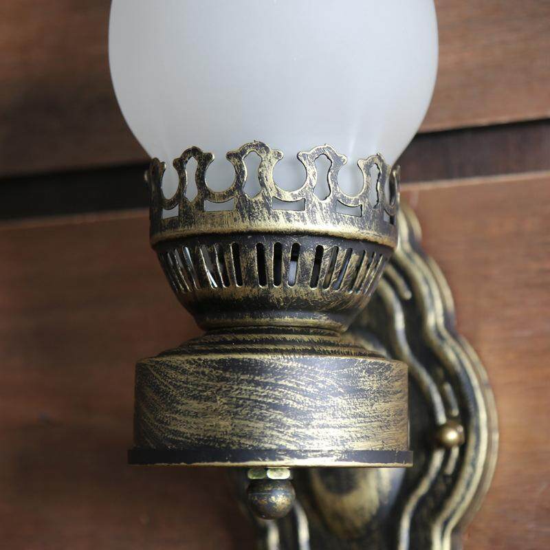 DIÊN QUÂN Mộc Mạc Bóng Thủy Tinh Tường Sconce, Cổ Dầu Lửa Đèn Treo Tường Kim Loại Ánh Sáng Đèn Ngủ