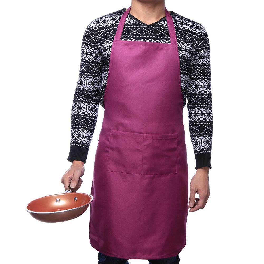 Newlifestyle Solid Color Sleeveless Canvas Linen Waterproof Apron Kitchen Cooking Dress(Purple)