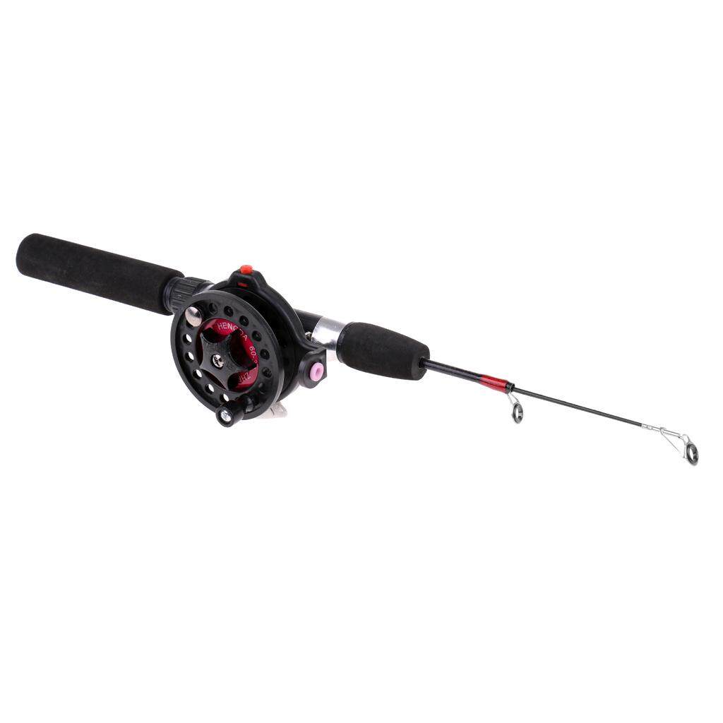 MagiDeal Telescopic Mini Ultra-light Ice Fishing Rod Pole Fishing Tool Black+3B Reel