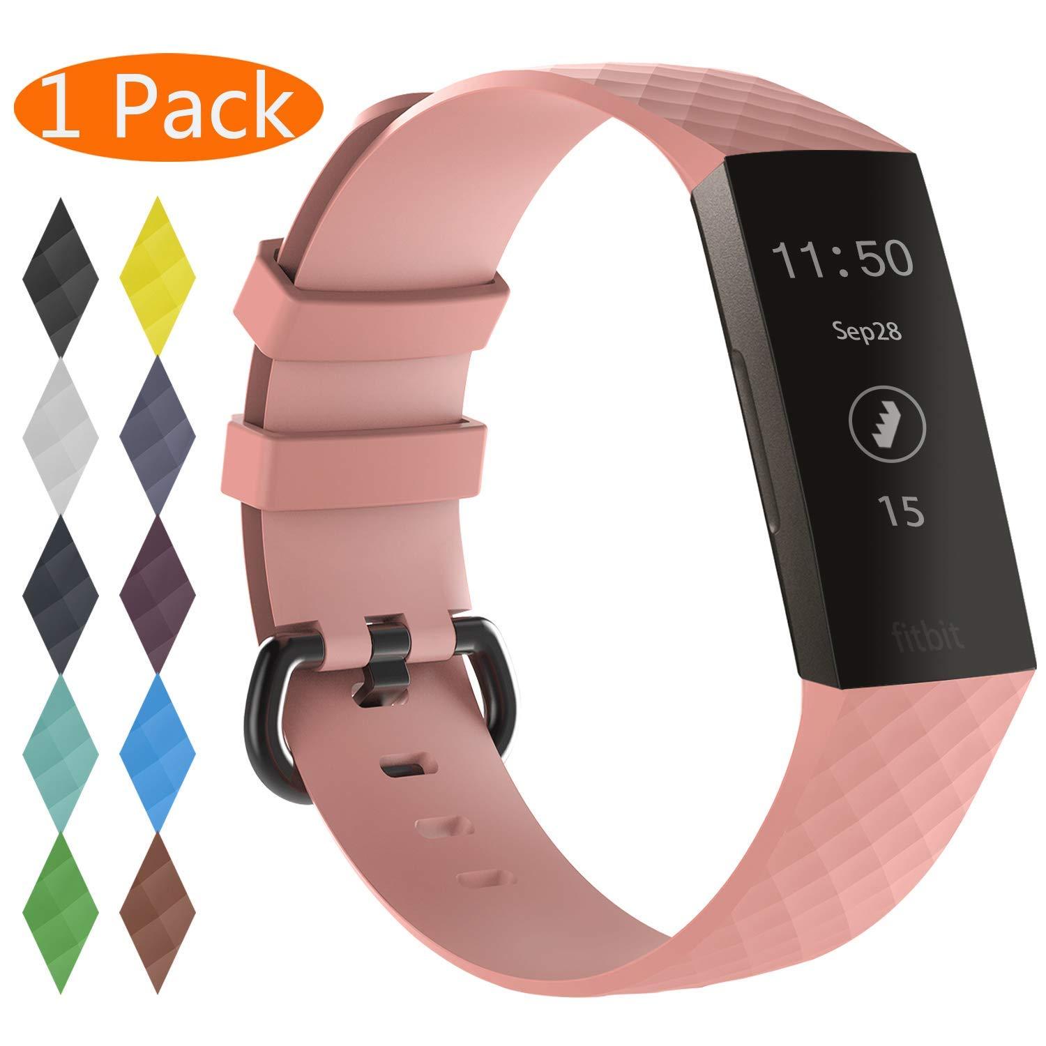 Fitbit Charge 3 and Charge 4 Straps, Soft Silicone Replacement Band for ...