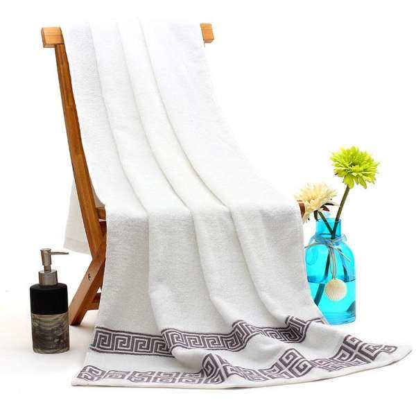 Luxury 100% Cotton Greek Key Embroidered Bath TowelsSupermarket Bathroom Bathing Washcloths Gift - intl