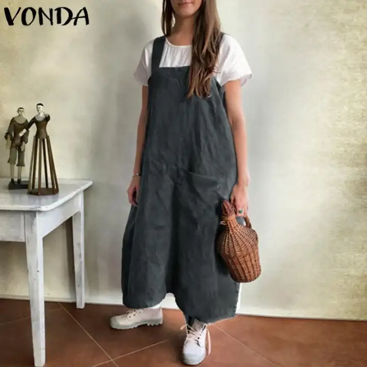 linen pinafore jumpsuit