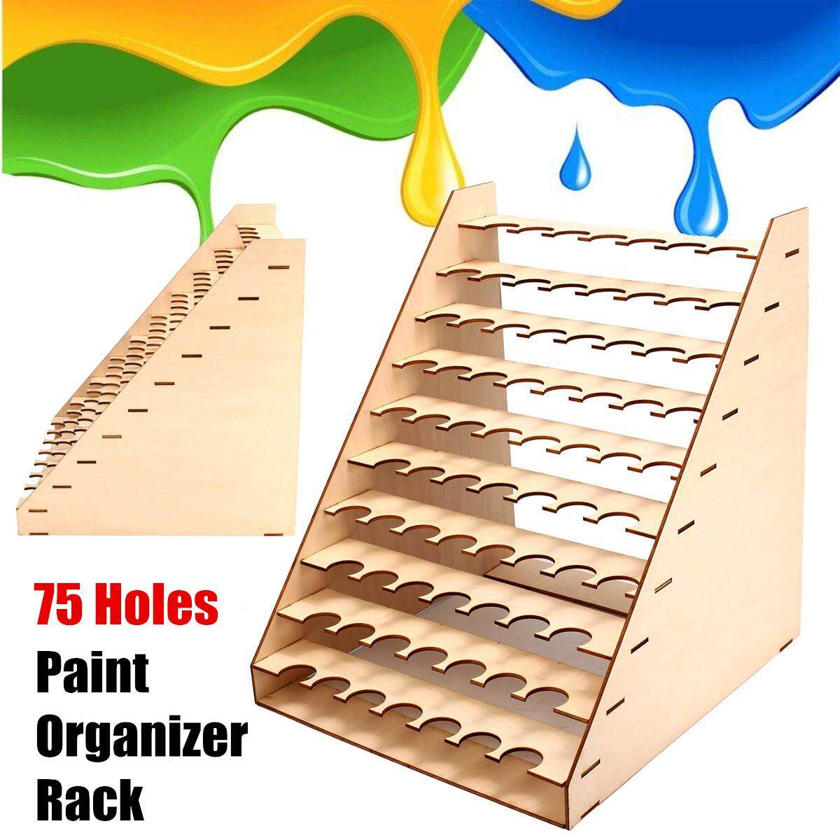 75 bottles Typhoon Wooden Acrylic Color Paint Bottle Storage Rack Holder Modular