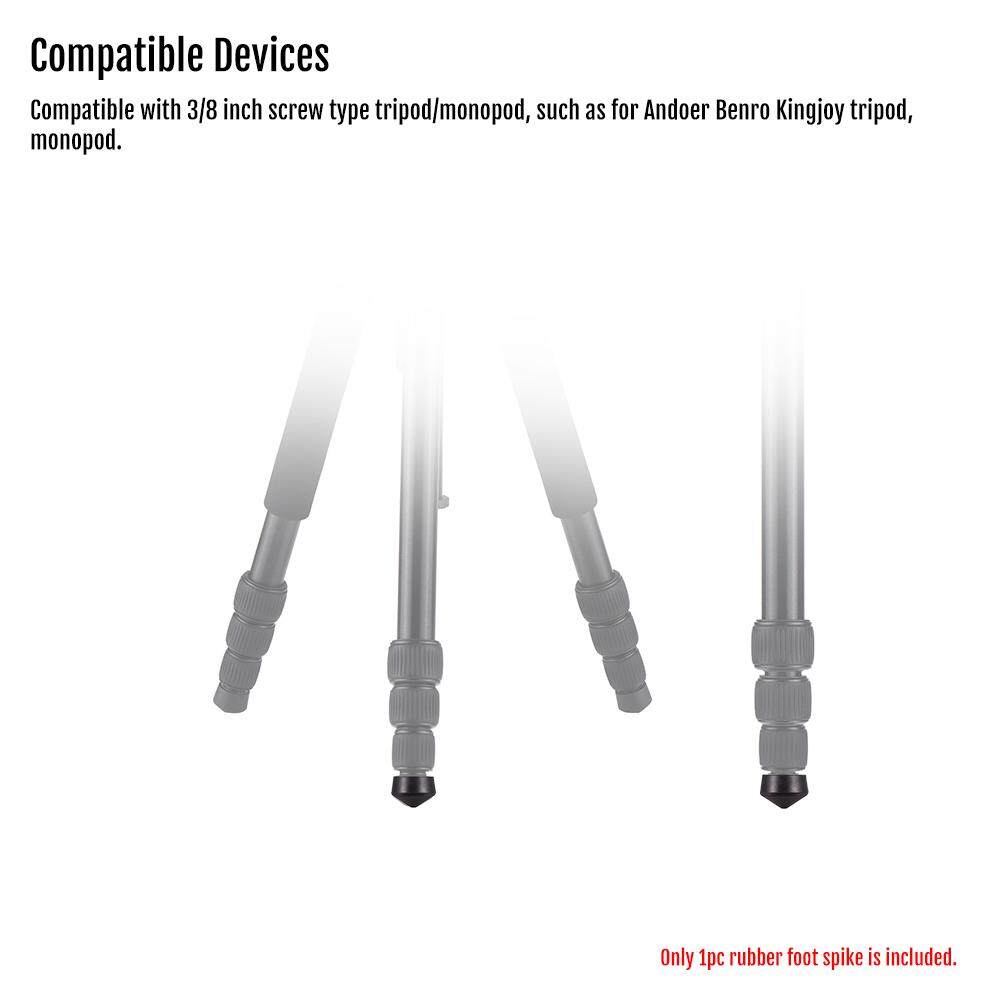 Universal Antislip 3/8 Inch Tripod Monopod Rubber Foot Spike for