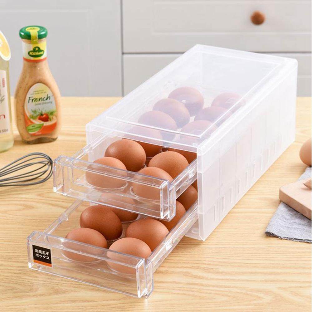 Czs Double Layer 24 Grids Egg Storage Box Drawer Household Picnic Plastic Case Holder Container