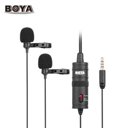BOYA BY-M1DM Dual Omni - Directional ไมโครโฟน Lavalier Lapel Clip - on คอนเดนเซอร์ไมโครโฟนสำหรับ Canon Nikon SONY DSLR กล้องสำหรับ iPhone samsung หัวเว่ยสมาร์ทโฟนเครื่องบันทึกเสียง PC  บันทึกอื่นๆหลอกลวง