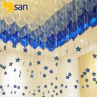 Dsan 100pcs Set Balloons Pendant With Ribbon Bling Shiny Stars