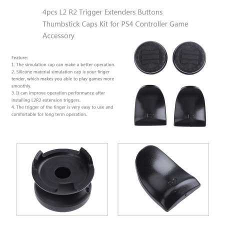 4 ชิ้น L2 R2 ทริกเกอร์ Extenders ปุ่ม Thumbstick หมวกสำหรับ PS4 เครื่องควบคุม   -  นานาชาติ