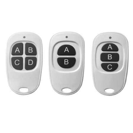 ขนาดเล็กควบคุมระยะไกล RF 433MHz รูปไข่ 2 4 ปุ่ม 3 ปุ่มควบคุมระยะไกลแบบไร้สายสีขาว