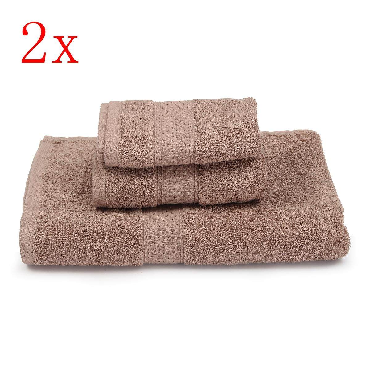 6Pcs 100% Cotton Super Soft Face Hand Bath Bathroom Towel Sheet Set --Brown