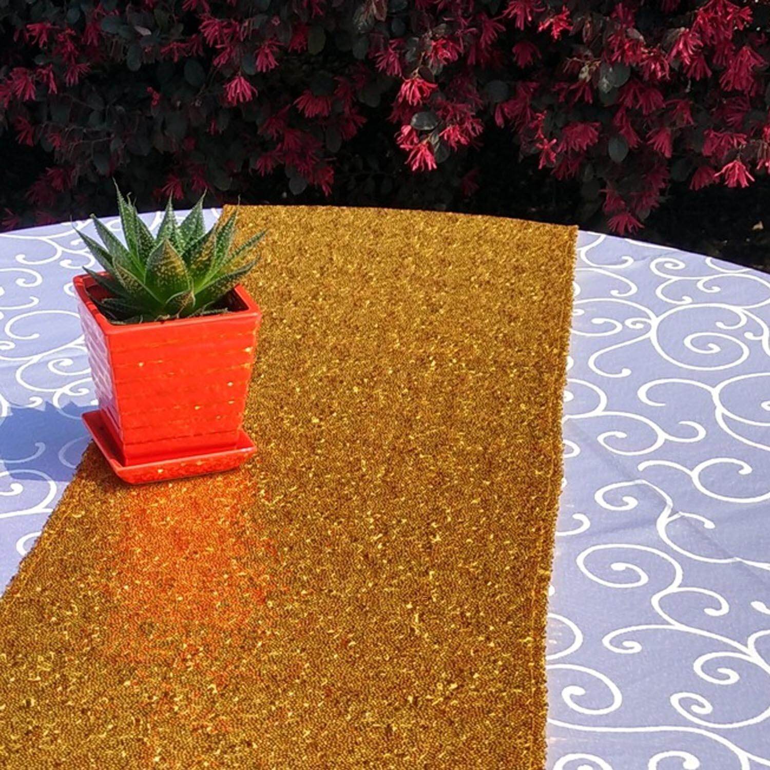 30 x 275cm Sequin Glittery Decorative Table Runner Tablelcoth Party Supplies for Wedding Party Festival Birthday Baby Shower Gold - intl