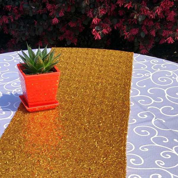 30 x 275cm Sequin Glittery Decorative Table Runner Tablelcoth Party Supplies for Wedding Party Festival Birthday Baby Shower Gold - intl