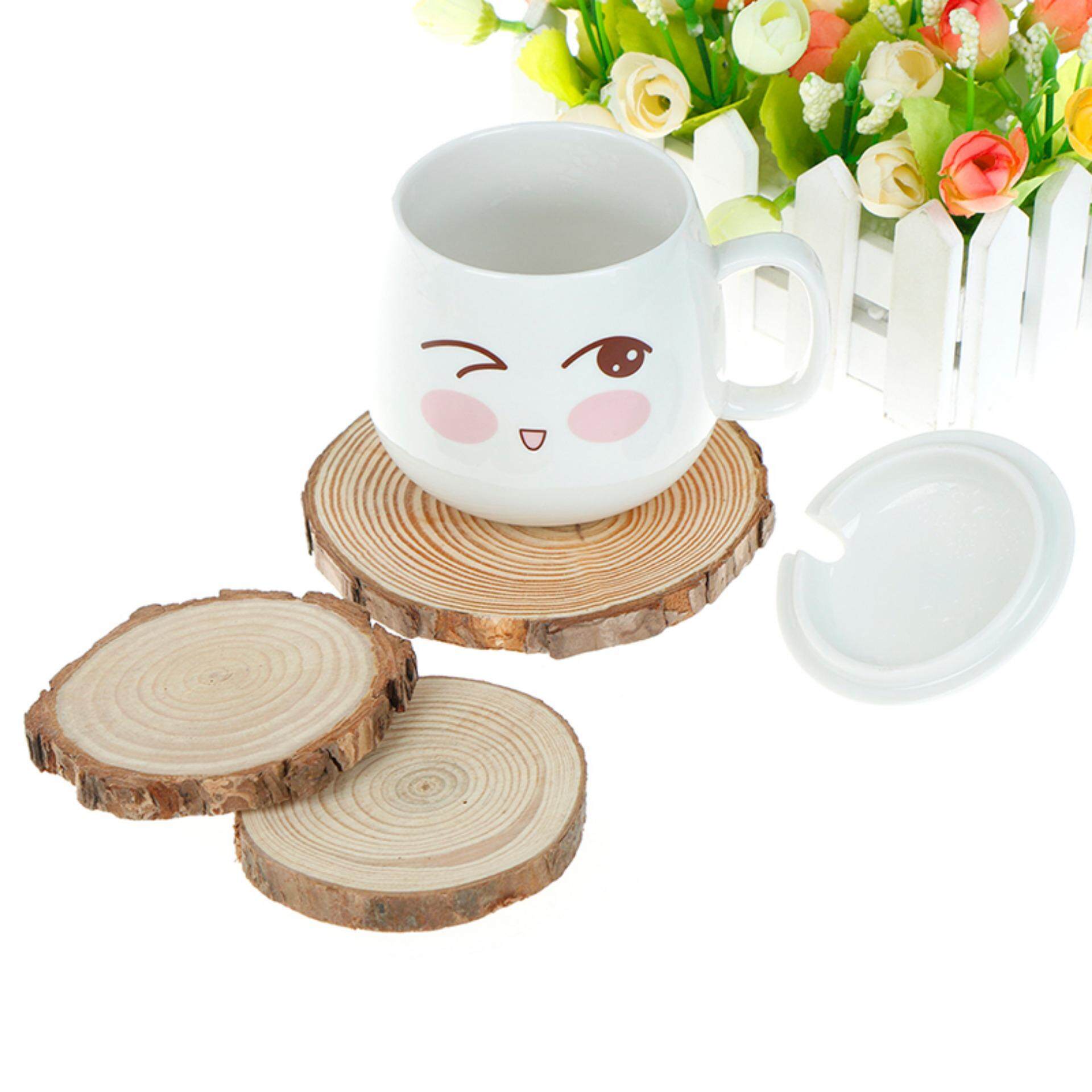 Bằng Gỗ tự nhiên Lát Cắt Cup Thảm Coaster Trà Cà Phê Cốc Tập Uống Tròn Giá Đỡ