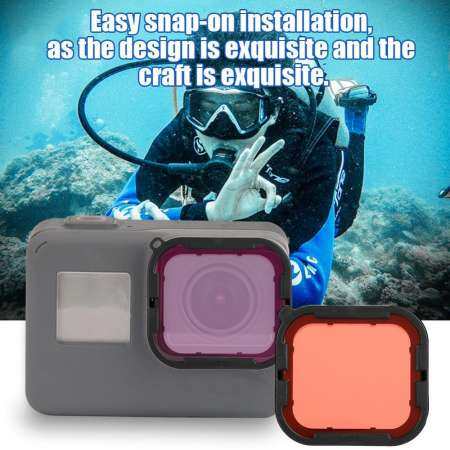 Telesin Underwater Diving Red and Purple Filter for GoPro Hero 5/6 Waterproof Housing