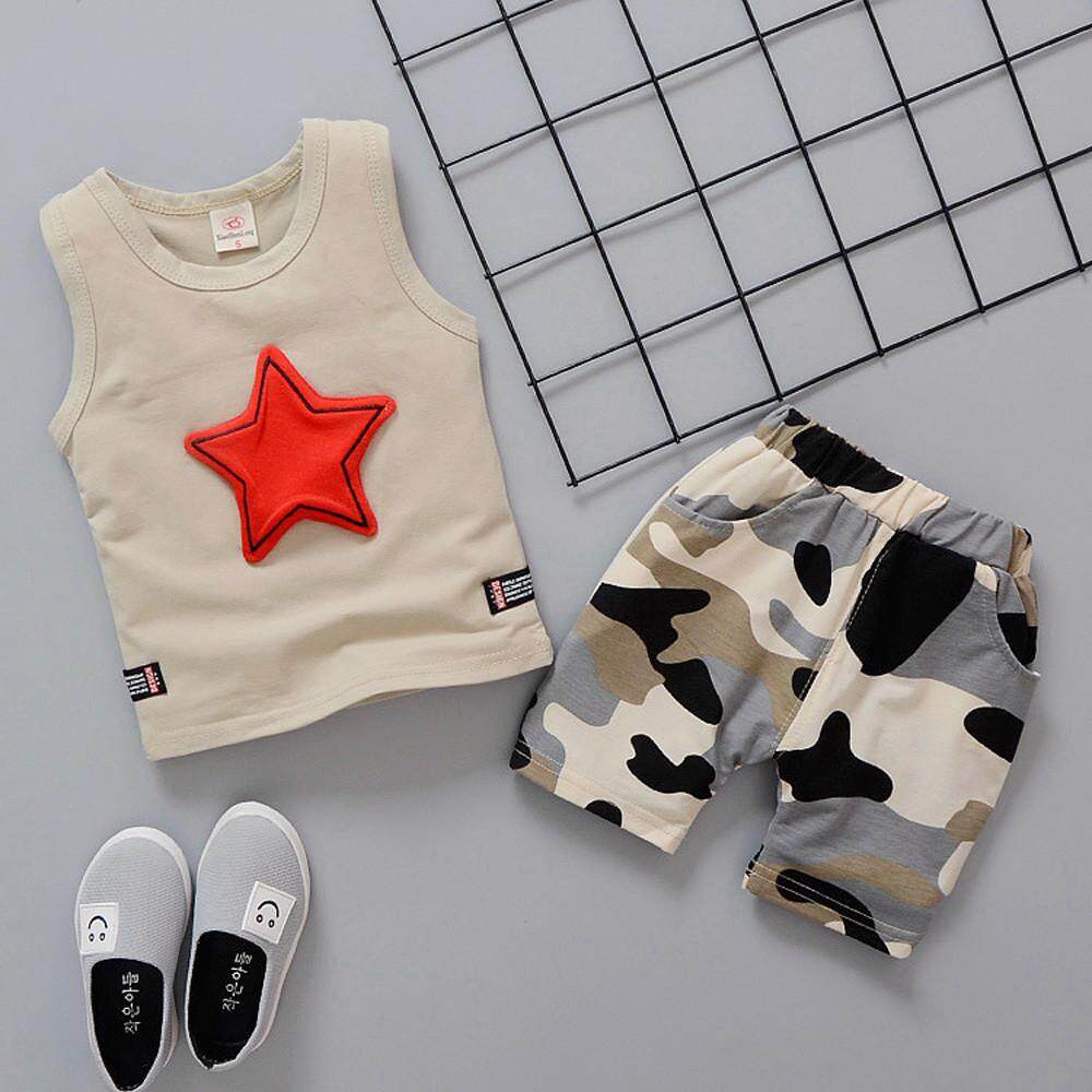 Myapple Toddler Kids Baby Boys Outfits Sleeveless Vest Tops+Camouflage Pants Clothes Set