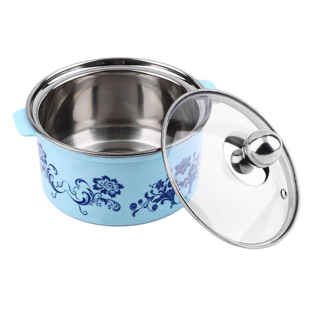 GOOD Stainless Steel Small Single Use Hot Pot With Lid for Electromagnetic Oven Blue - intl