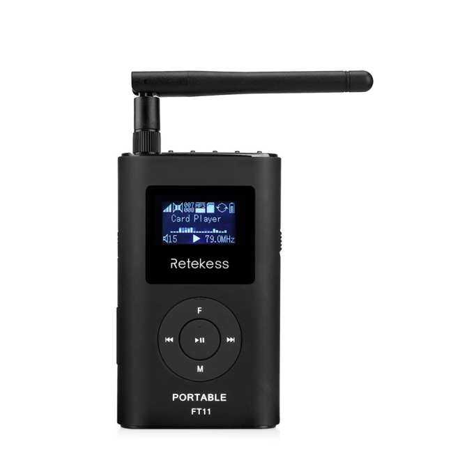 Retekess ft11 handheld fm transmitte-r mp3 broadcast radio aux in tf card slot 2000mah batter-y for car meeting tour guide