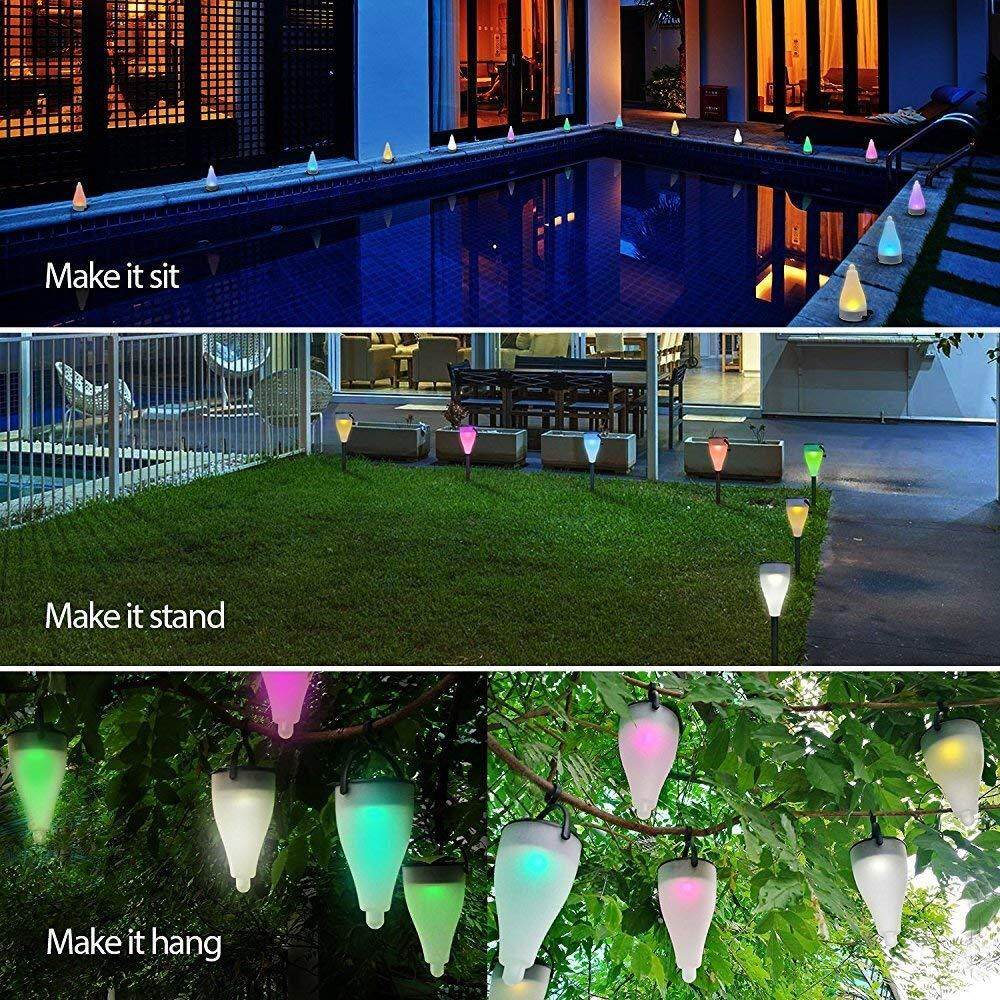 6 Pack Solar Lawn Lights Outdoor Flickering 7 Color LED Waterproof Garden Decorative Multipurpose Landscape Light