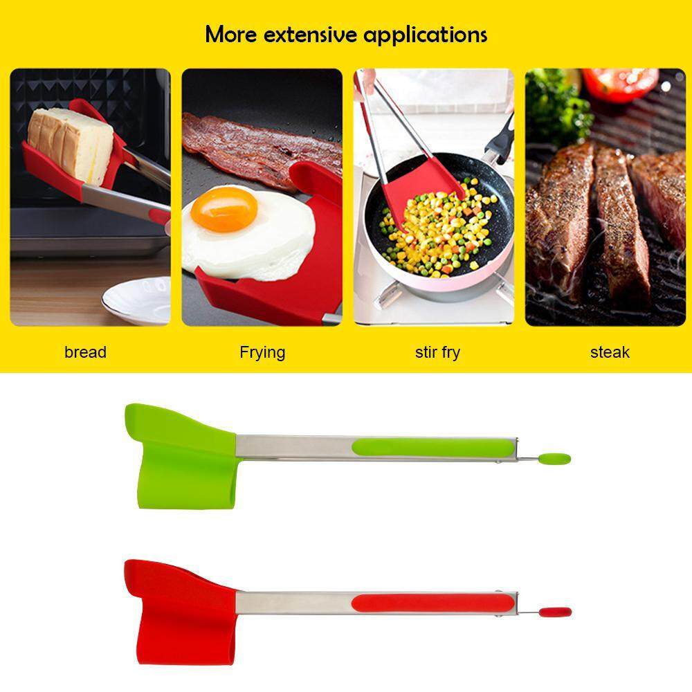 leegoal Prevent Drop Food Clip Clever Tongs 2-in-1 Silicone Spatula And Tongs Kitchen Tools - intl