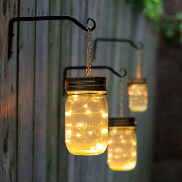 Treo Năng Lượng Mặt Trời Mason Jar Chuỗi Đèn Cổ Tích Đèn Năng Lượng Mặt Trời Laterns Bàn Đèn Sân Vườn Sân Bãi Cỏ