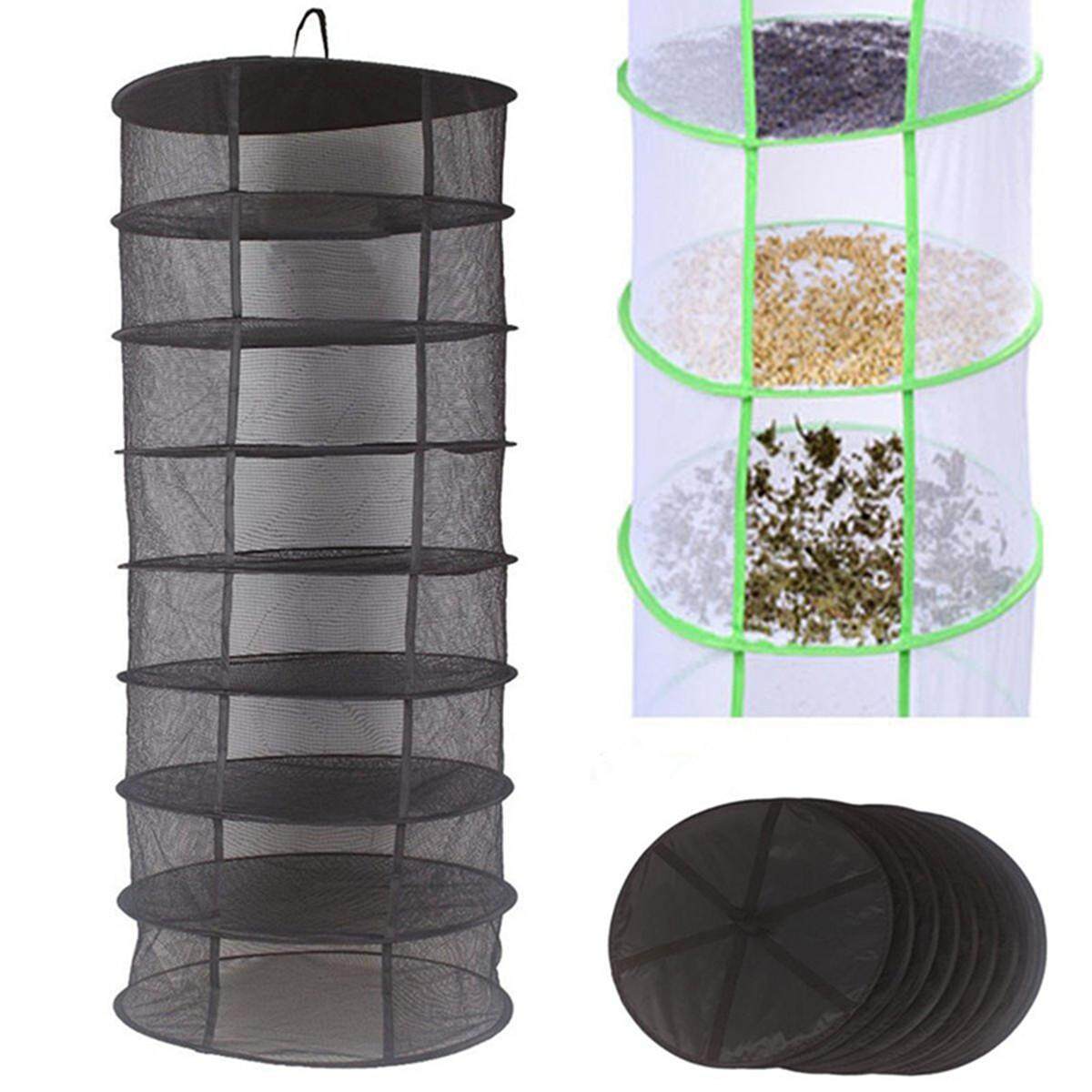 2FT 8 Layer Black Collapsible Hydroponic Mesh Plant Bud Drying Hanging Rack Nets