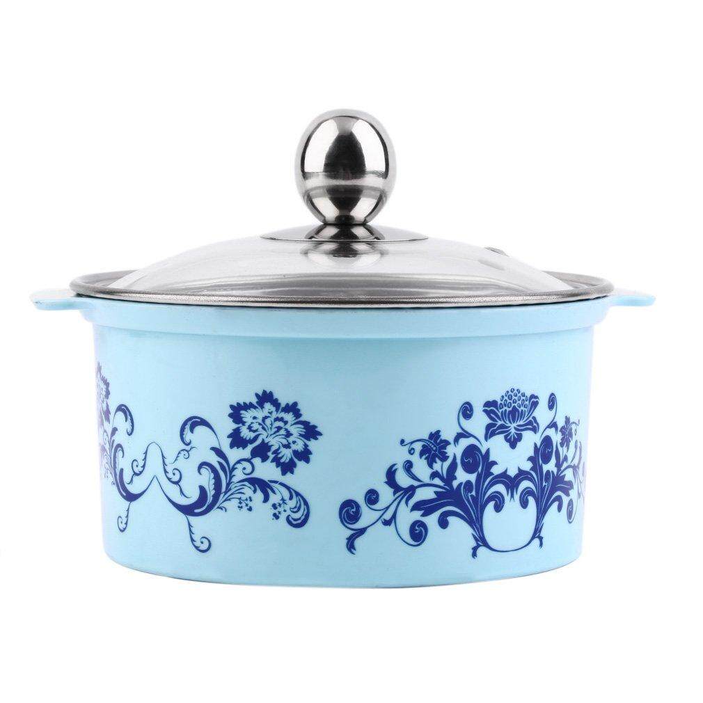 GOOD Stainless Steel Small Single Use Hot Pot With Lid for Electromagnetic Oven Blue - intl