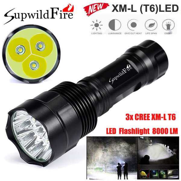 Super Bright 8000Lm 3x XM-L T6 LED 5-Mode 18650 Flashlight Torch Light Lamp