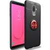 For Samsung Galaxy J8 2018 Case, Luxury Colorful Metal Magnetic Ring Soft Silicone Cover Phone Casing