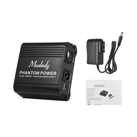 Muslady ULTRA - ไมโครโฟนขนาดเล็ก + 48 โวลต์ Phantom Power Supply พร้อม XLR Input  Output สำหรับคอนเดนเซอร์ไมโครโฟนสตูดิโอบันทึกเสียงเพลง