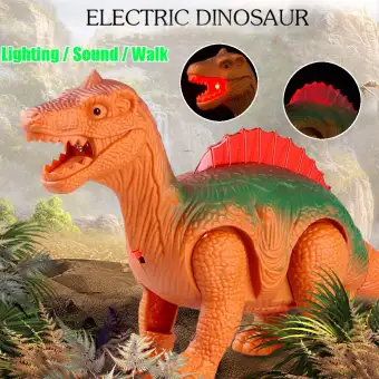 Dinosaurus Berjalan Elektrik Lampu Mainan Suara Hewan Model Untuk