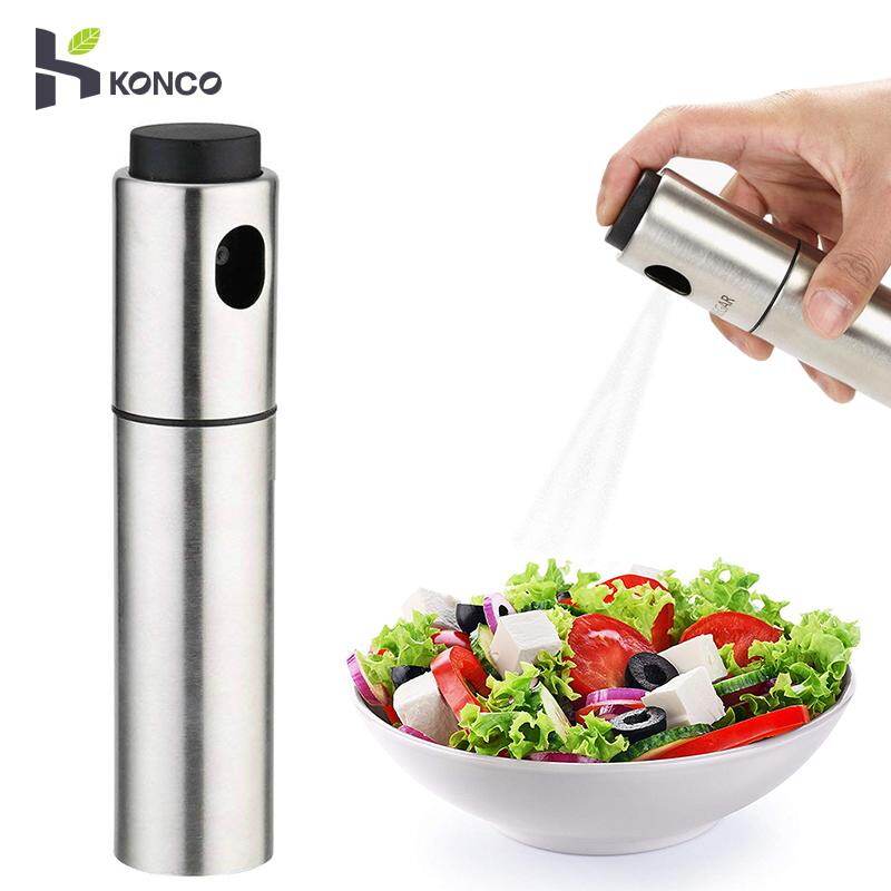 KONCO Stainless Steel Oil Sprayer, Oilve Mist Pump Cooking Tool, BBQ Oil Press Spray Bottle Refillable Container Kitchen Gadgets Tool