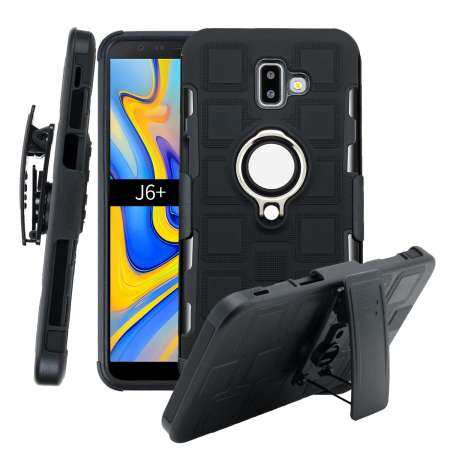 รูปแบบเรขาคณิต TPU PC HYBRID คลิปหนีบเข็มขัดกับ Kickstand สำหรับซัมซุงกาแล็คซี่ J6 PLUS