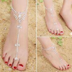 Rhinestone Cross Toe Ring Anklets Foot Jewelry (Single)