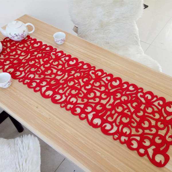 Hình chữ nhật Rỗng Cảm Thấy Khăn Trải Bàn Placemats Bàn Thảm Nhà Bếp Trang Trí