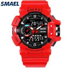 SMAEL Men’s Sport Watches Fashion Casual LED Digital Dual Display Electronic Quartz Watch Men 50M Waterproof Military Wrist Watch